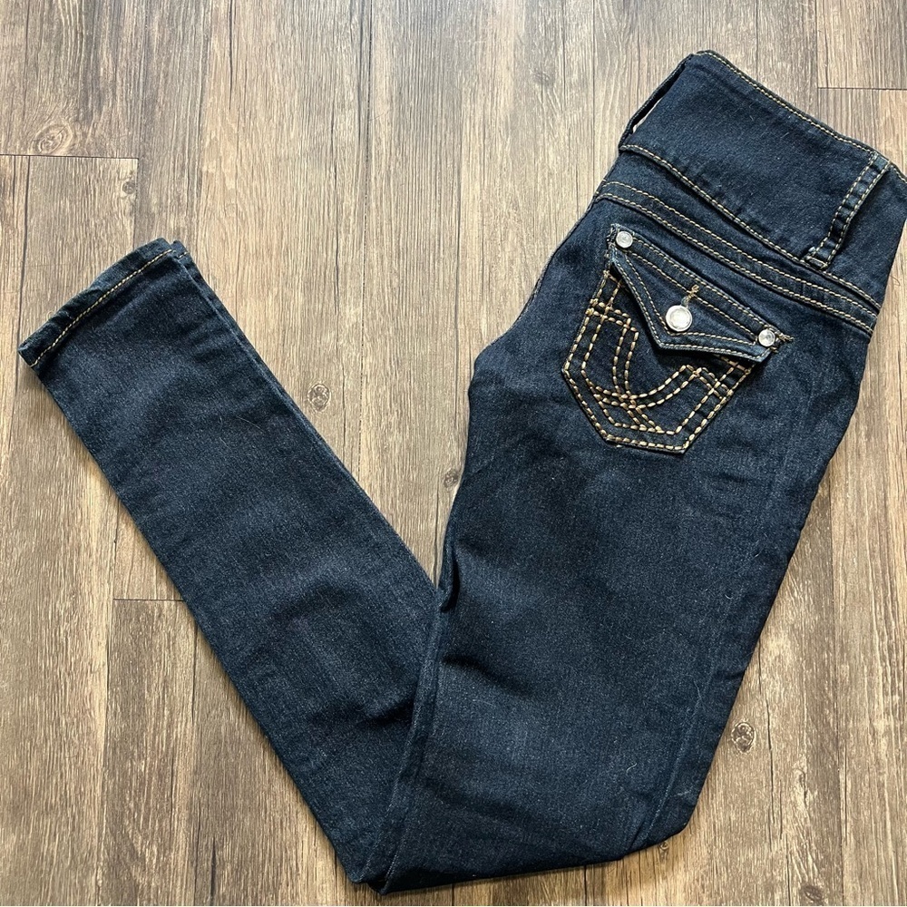 Five Women’s Boot Cut Dark Wash Denim Pants Skinny Leg Jeans Size 1